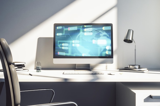 Rust programming code with systems architecture diagram